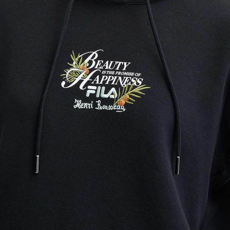 Details for FILA x Rousseau 經典黑色針織長袖休閒版型運動衫 F11W448213F-BK