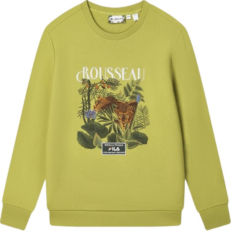 FILA x Rousseau HERITAGE Green Long-Sleeve Pullover Crewneck Sweater F11M448212F-LG