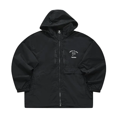 FILA Solid Color Zip Hoodie Jacket Deep Black T11M411704FBK