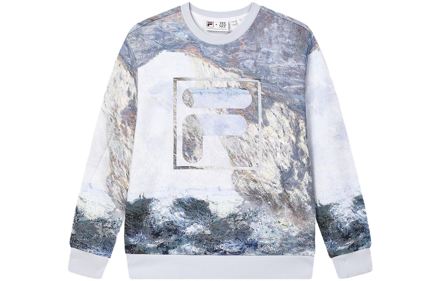 FILA x THE MET Collaboration Logo Pullover Sweatshirt Oil Painting Print Men F11M348220F-ZA