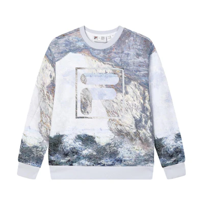 FILA THE MET Collaboration Logo Pullover Sweatshirt Oil Painting Print Men F11M348220F-ZA