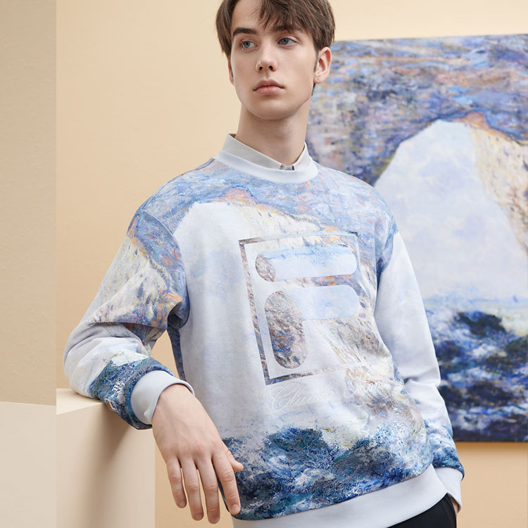 Details for FILA x THE MET聯名Logo印花油畫設計男性圓領衛衣 F11M348220F-ZA