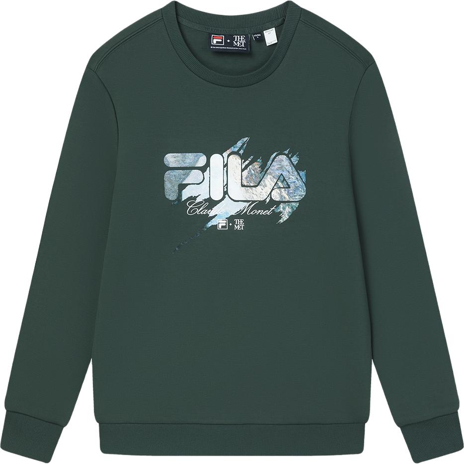 FILA x THE MET Knitted Crewneck Sweater Green - Winter Essential F11M348217F-DG