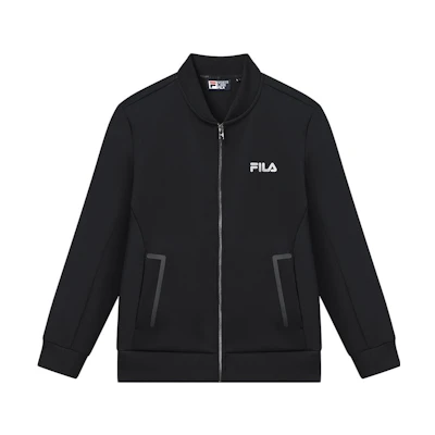 FILA THE MET Logo Print Baseball Collar Jacket Black - Knit Fit Edition F11M348505F-BK