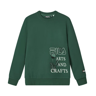 FILA V&A Heritage Crewneck Pullover Sweatshirt Night Shadow Green F11M418206F-GN