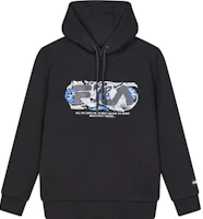 FILA x V&A Morgan Series Black Vintage Hoodie with Floral Bird Logo Print F11M418207F-BK FILA x V&A Morgan Series Black Vintage Hoodie with Floral Bird Logo Print F11M418207F-BK