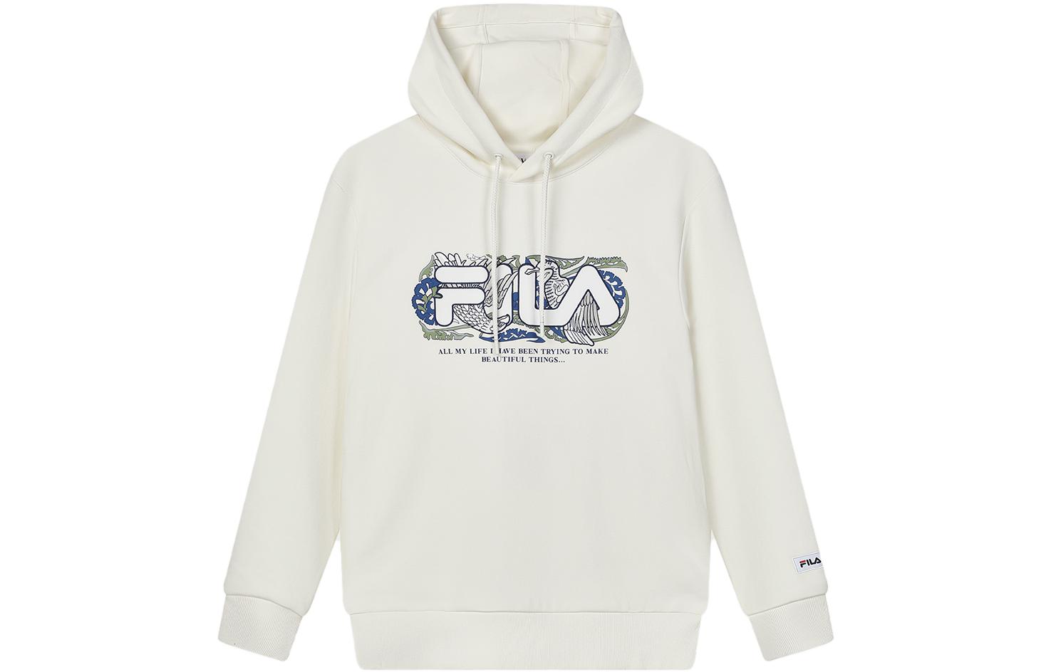 FILA V&A Morgan Series Floral Bird Logo Hoodie White F11M418207F-IV
