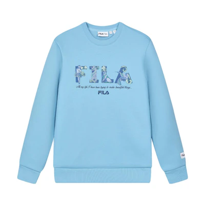 FILA V&A Morgan Series Floral Crewneck Knit Sweatshirt Blue Mens F11M418201F-BU