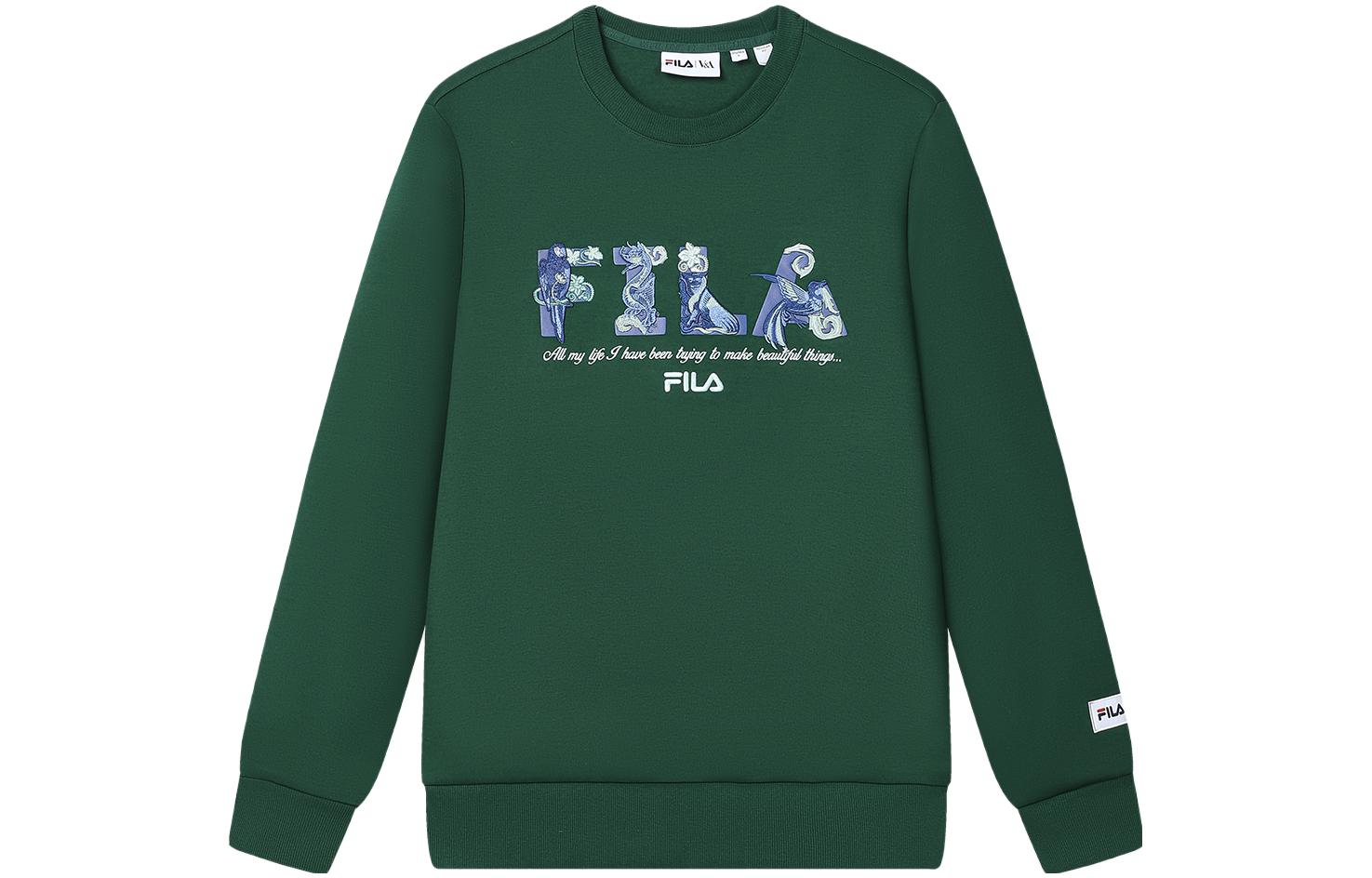 FILA V&A Morgan Series Floral Crewneck Sweatshirt Green Mens Casual Style F11M418201F-DG
