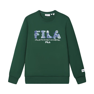 FILA V&A Morgan Series Floral Crewneck Sweatshirt Green Mens Casual Style F11M418201F-DG