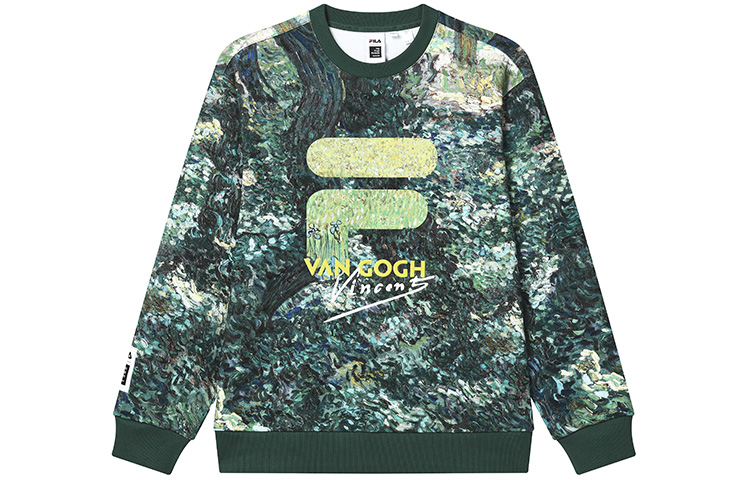 FILA Van Gogh Abstract Pattern Crewneck Sweatshirt All Over Print - Men F11M318207FZA