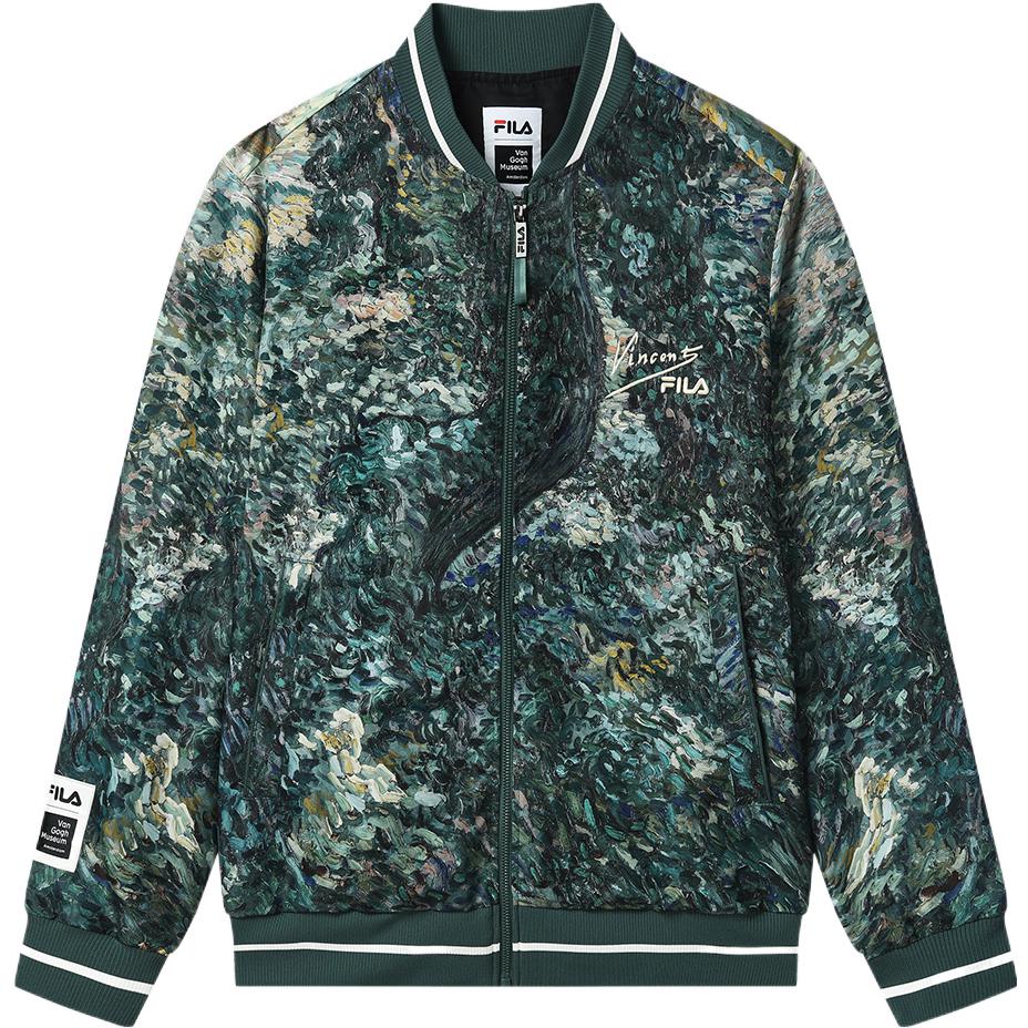 FILA x Van Gogh Museum 2.0  Peacock Green Logo Print Casual Jacket. F11M318703FZA