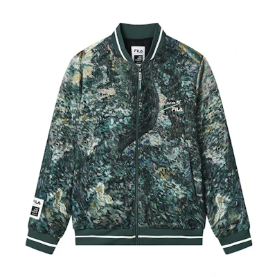 FILA Van Gogh Museum 2.0 Peacock Green Logo Print Casual Jacket. F11M318703FZA