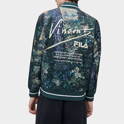 FILA x Van Gogh Museum 2.0 Peacock Green Logo Print Casual Jacket. F11M318703FZA Purchase FILA x Van Gogh Museum 2.0 Peacock Green Logo Print Casual Jacket. F11M318703FZA