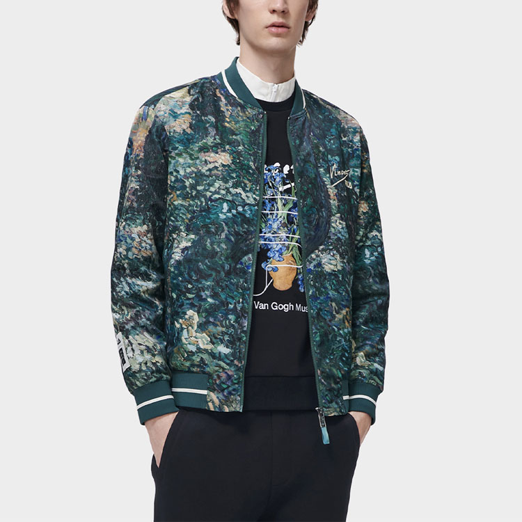 Details for FILA x Van Gogh Museum 2.0  Peacock Green Logo Print Casual Jacket. F11M318703FZA