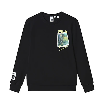 FILA Van Gogh Museum 2.0 Black Logo Graphic Pullover Sweatshirt for Men F11M318215F-BK