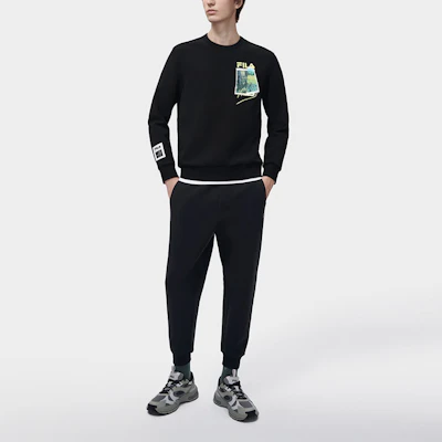 FILA x 梵谷博物館 2.0 黑色LOGO圖案男款連帽衛衣 F11M318215F-BK Sizing FILA x 梵谷博物館 2.0 黑色LOGO圖案男款連帽衛衣 F11M318215F-BK
