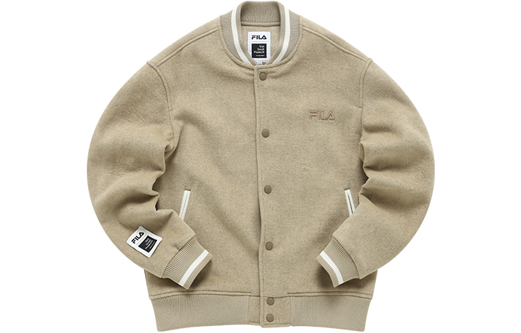 FILA Van Gogh Museum  Logo Casual Warm Baseball Jacket Camel Gray. F11M218706F-DK