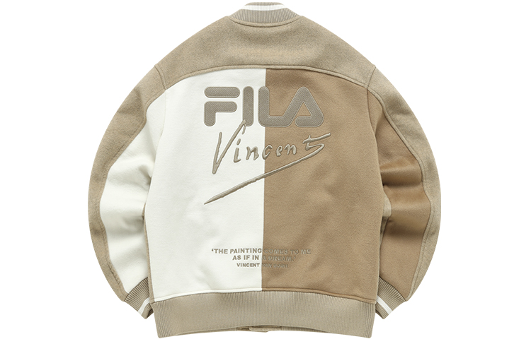 FILA Van Gogh Museum  Logo Casual Warm Baseball Jacket Camel Gray. F11M218706F-DK 圖 3