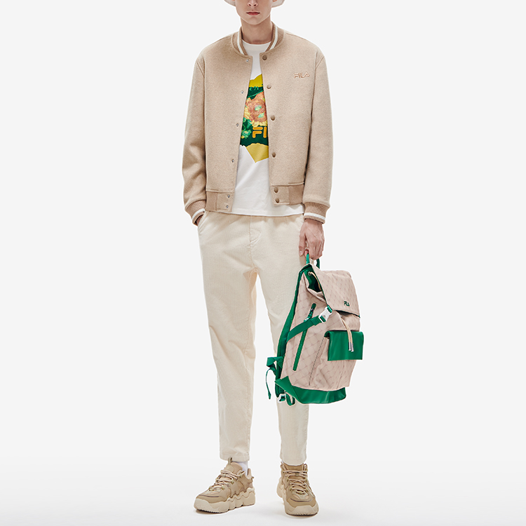 FILA Van Gogh Museum  Logo Casual Warm Baseball Jacket Camel Gray. F11M218706F-DK 圖 4