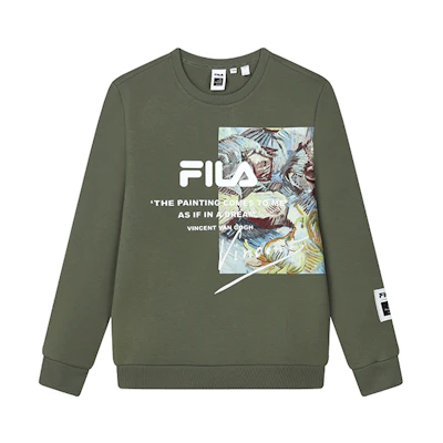 FILA Van Gogh Museum Collab Crewneck Sweatshirt Moss Green - Casual Wear F11M218224F-KK
