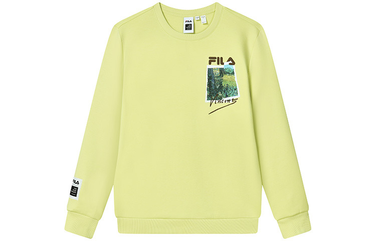 FILA Van Gogh Museum Logo Pullover Sweatshirt Bright Green Yellow F11M318215F-YE