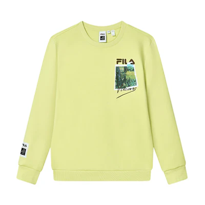 FILA Van Gogh Museum Logo Pullover Sweatshirt Bright Green Yellow F11M318215F-YE