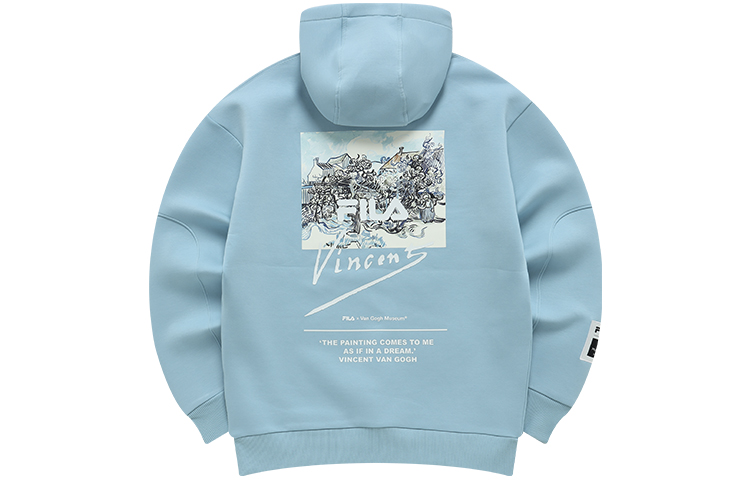 FILA Van Gogh Museum Printed Knit Pullover Sweatshirt Men Frosted Blue F11M218203F-LB