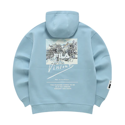 FILA Van Gogh Museum Printed Knit Pullover Sweatshirt Men Frosted Blue F11M218203F-LB