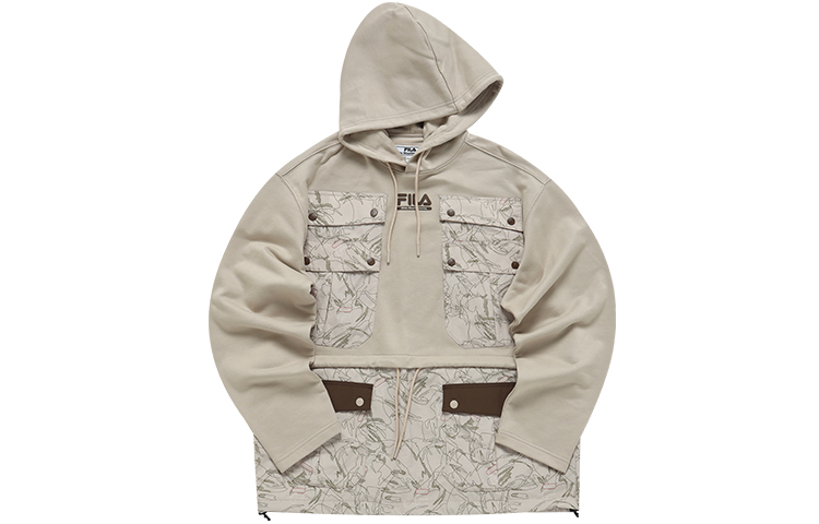 FILA White Mountaineering Beige Colorblock Hoodie Casual Streetwear T11M147203F-LK