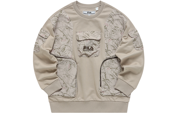 FILA White Mountaineering Beige Printed Crewneck Sweatshirt Collaboration T11M147204F-LK