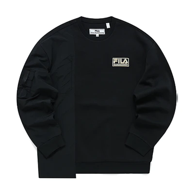 FILA White Mountaineering Black Patchwork Pullover Sweatshirt T11M217208F-BK
