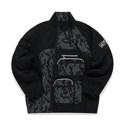 FILA White Mountaineering Black Tech Woven Logo Jacket T11M147701F-BK