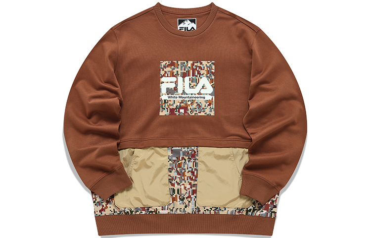 FILA White Mountaineering Camo Logo Pocket Brown Sweatshirt - T11M137203F-BR