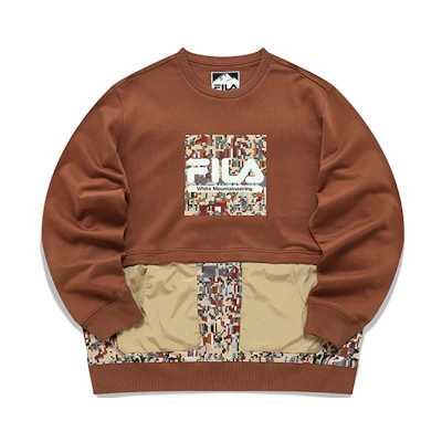 FILA White Mountaineering Camo Logo Pocket Brown Sweatshirt - T11M137203F-BR