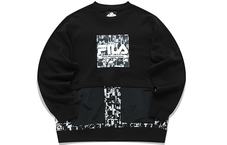 FILA White Mountaineering Collab Camo Logo Oversized Sweatshirt Black - T11M137203F-BK