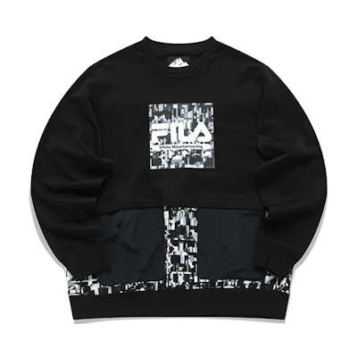 FILA White Mountaineering Collab Camo Logo Oversized Sweatshirt Black - T11M137203F-BK