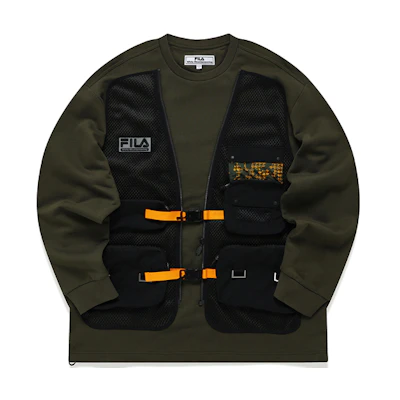 FILA White Mountaineering Functional Two-Piece Pullover Sweatshirt Dark Green Mens T11M147205F-GN