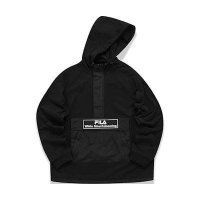 FILA White Mountaineering Half-Zip Hoodie Black Logo Print Collab T11M137205F-BK