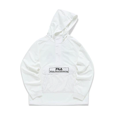 FILA White Mountaineering Half-Zip Hoodie Standard White Logo Print T11M137205F-WT