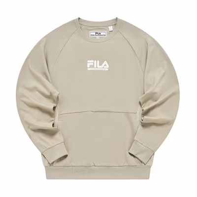 FILA White Mountaineering Logo Loose Fit Knit Pullover Sweatshirt Khaki Men T11M237209F-LK