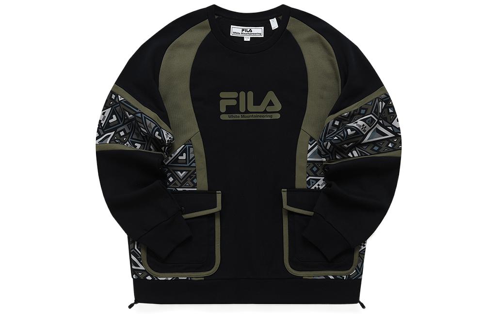 FILA White Mountaineering Logo Print Crewneck Sweatshirt Black Menswear T11M217201F-BK