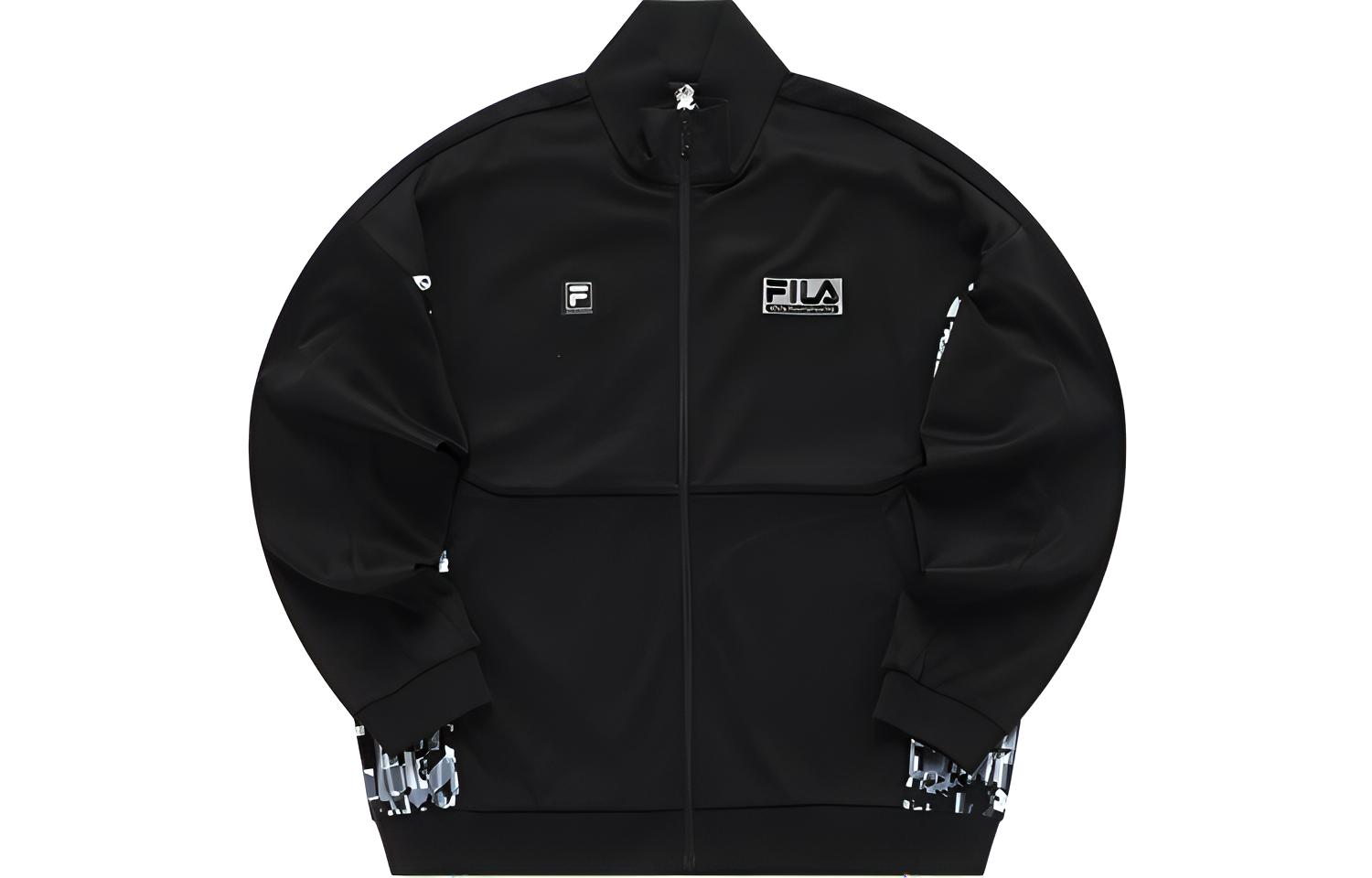 FILA White Mountaineering Mosaic Knit Jacket Black Trendy Outerwear T11M137506F-BK