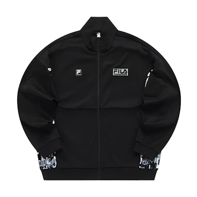 FILA White Mountaineering Mosaic Knit Jacket Black Trendy Outerwear T11M137506F-BK