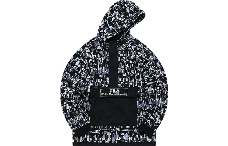FILA White Mountaineering Retro Hoodie Black Mosaic for Men T11M137205FGR