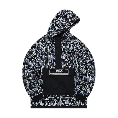 FILA White Mountaineering Retro Hoodie Black Mosaic for Men T11M137205FGR