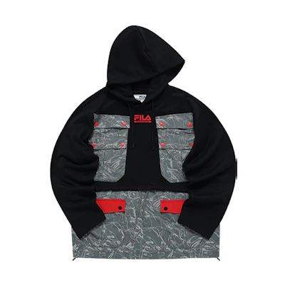 FILA White Mountaineering Retro Print Hoodie Black T11M147203F-BK