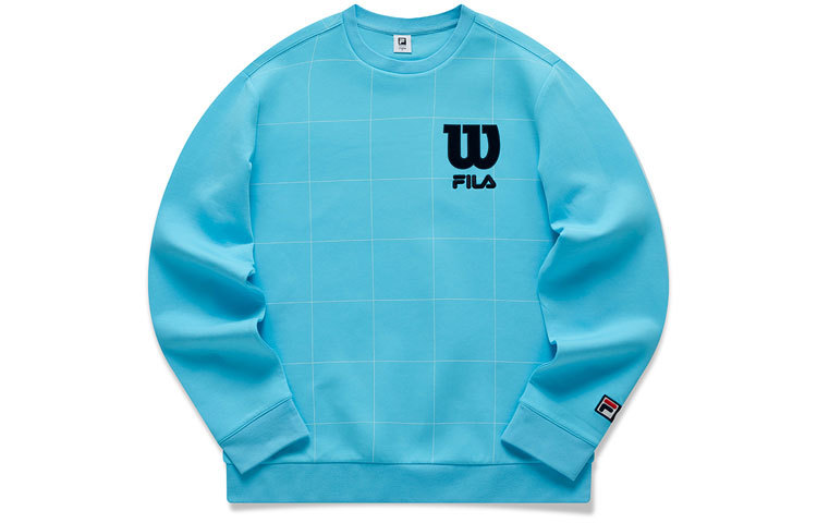 FILA Wilson Embroidered Logo Tennis Crewneck Sweatshirt Aqua Blue A11M043223F-BU