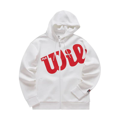 FILA Wilson Printed Loose Fit Knit Jacket Jade White A11M033502F-WT