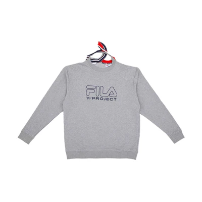 FILA Y/Project Collab Gray Logo Print Deconstructed Collar Unisex Sweatshirt F71U225202F-MG